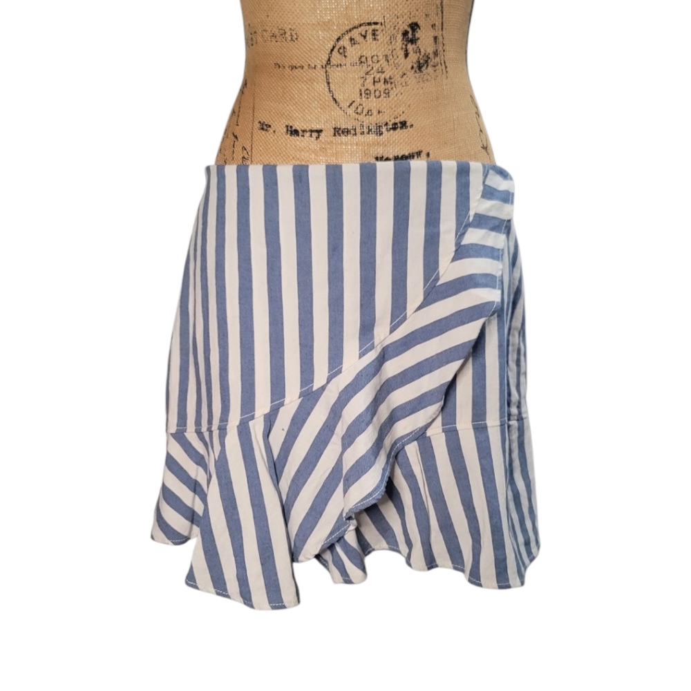 Mango Blue & white Striped Skirt Large